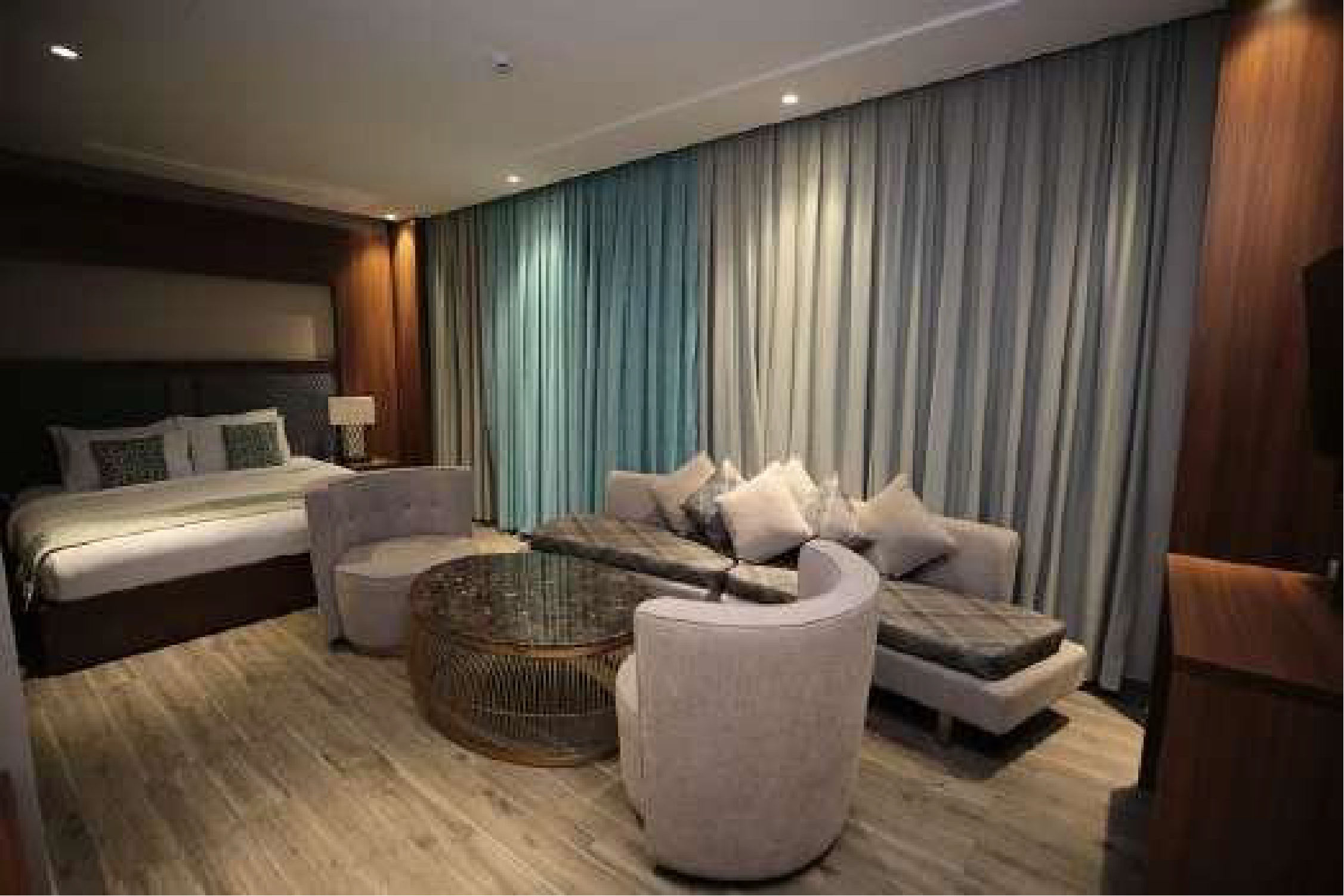 Contemporary furnished lounge interior